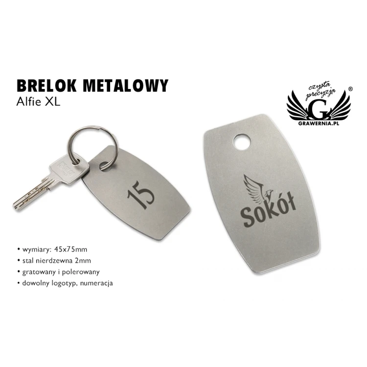 Hotel Keychain - ALFIE Steel XL 2mm thick - size: 75x45mm - BM030