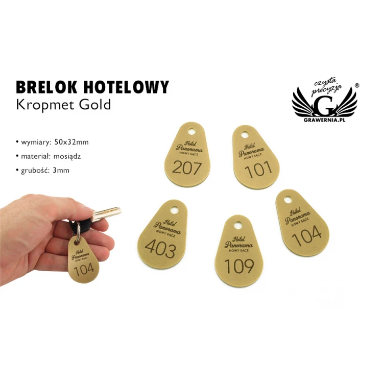 Hotel Keychain - KROPMET Gold 3mm thickness - BMZ003