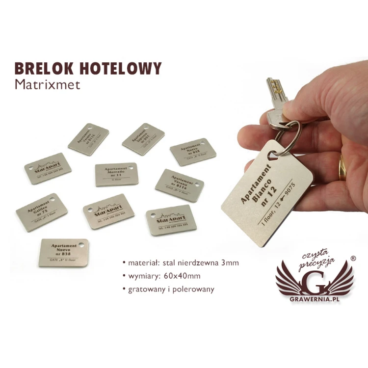 Hotel Keychain - MATRIXMET 3 REGULAR FAT 60x40mm thickness. 3mm - BM015