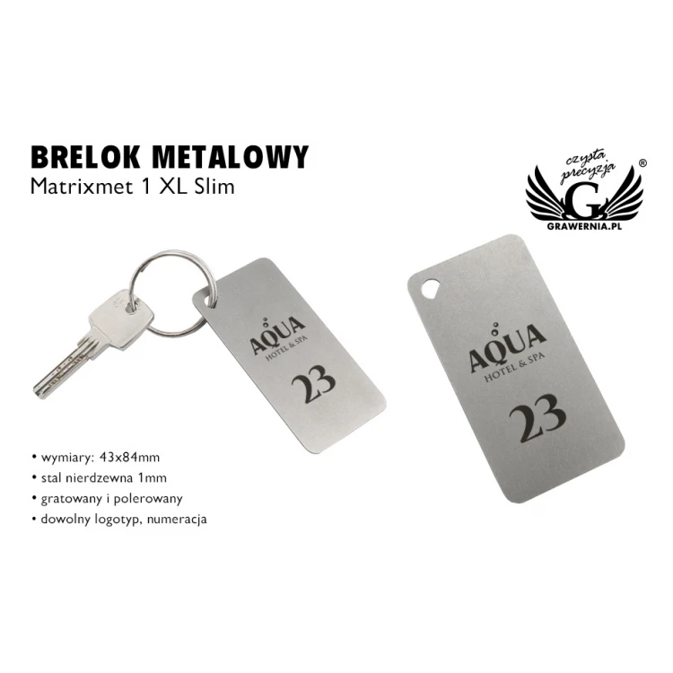 Hotel Keychain - MATRIXMET 1 XL SLIM 43x84mm thickness. 1mm - BM032