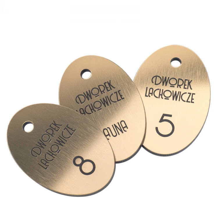 Hotel Keychain - Oval Metallic Gold - size 60x40mm - BRL028