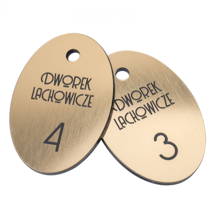 Hotel Keychain - Oval Metallic Gold - size 60x40mm - BRL028