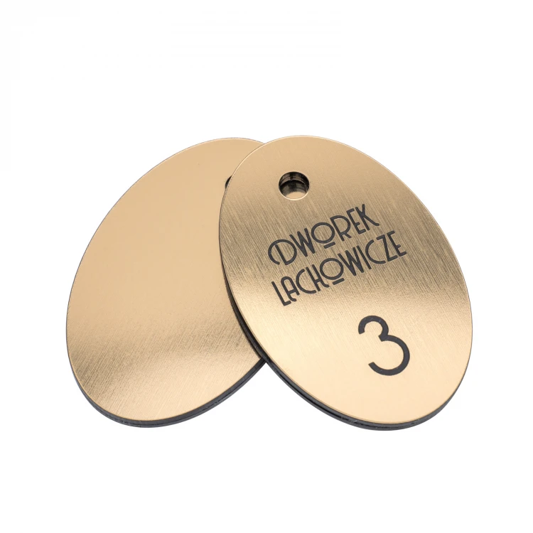 Hotel Keychain - Oval Metallic Gold - size 60x40mm - BRL028
