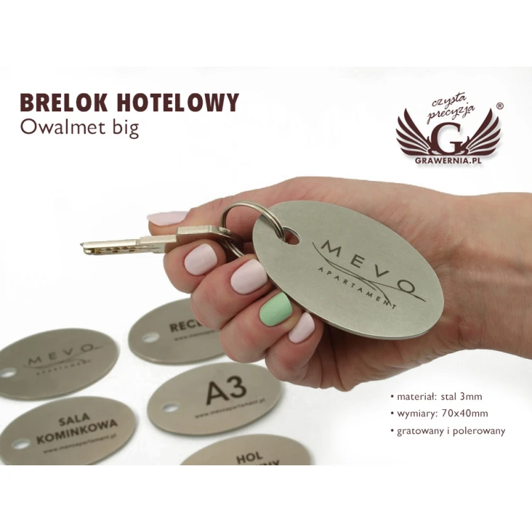 Hotel Keychain - OWALMET BIG 3mm Thick Steel - BM012