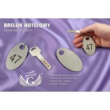 Hotel Keychain - OWALMET BIG SLIM Steel 1mm thick - BM021