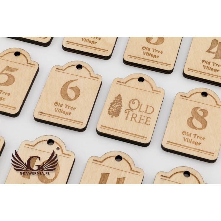 Wooden Keychain Mini Retro 2 - Natural Color - Size 65x45mm - BD082