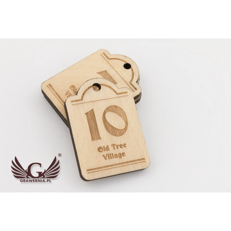 Wooden Keychain Mini Retro 2 - Natural Color - Size 65x45mm - BD082