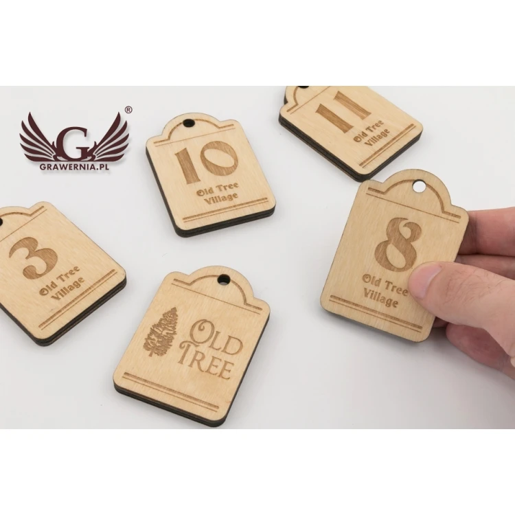 Wooden Keychain Mini Retro 2 - Natural Color - Size 65x45mm - BD082