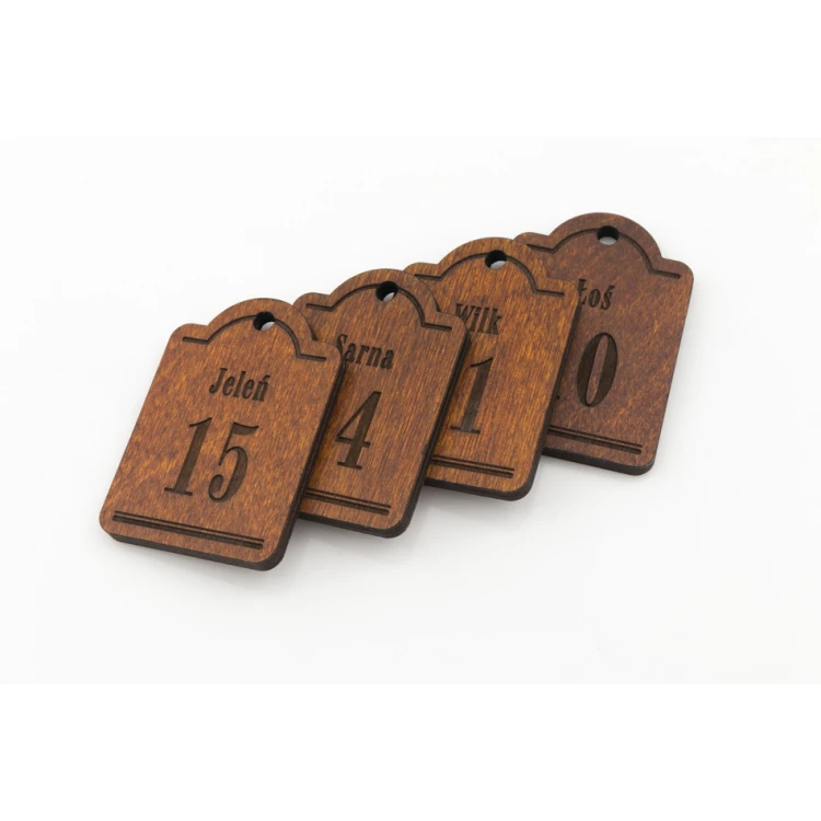 Wooden Keychain Mini Retro 4 - Light Walnut Color - Size 65x45mm - BD076