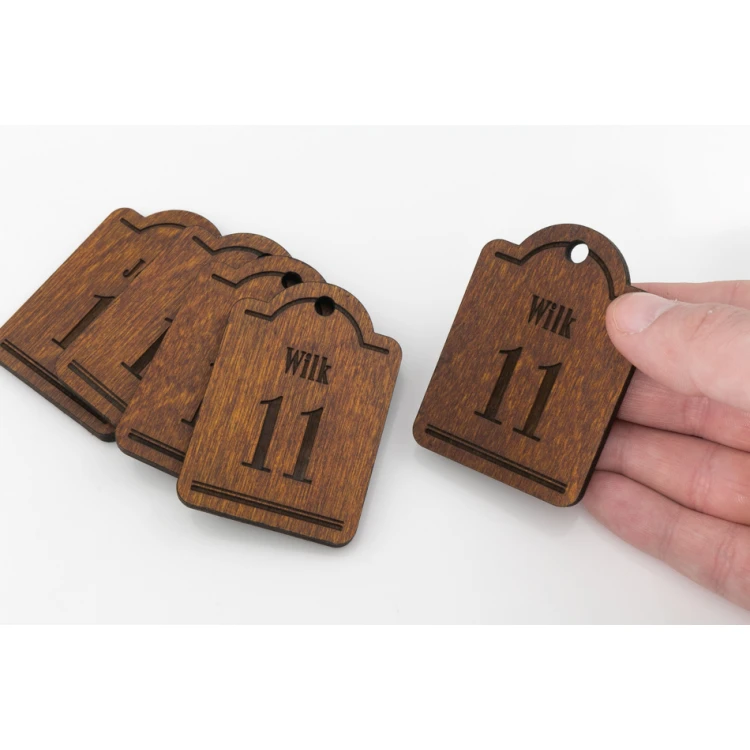 Wooden Keychain Mini Retro 4 - Light Walnut Color - Size 65x45mm - BD076