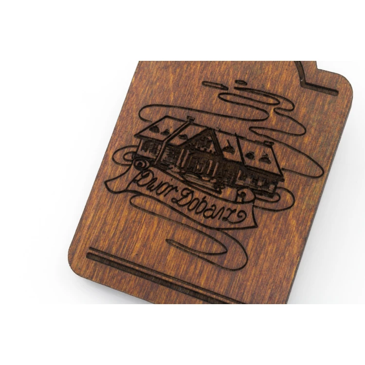 Wooden Keychain Mini Retro 4 - Light Walnut Color - Size 65x45mm - BD076