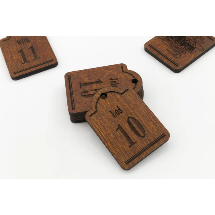 Wooden Keychain Mini Retro 4 - Light Walnut Color - Size 65x45mm - BD076