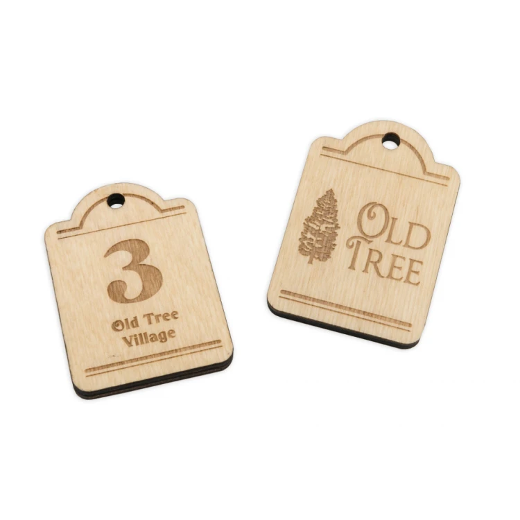 Wooden Keychain Mini Retro 2 - Natural Color - Size 65x45mm - BD082