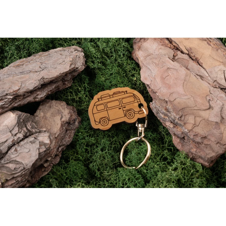 Camper Keychain - Light Cherry Wood - Custom Engraving - BP154