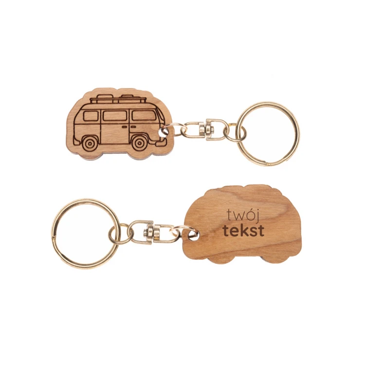 Camper Keychain - Light Cherry Wood - Custom Engraving - BP154