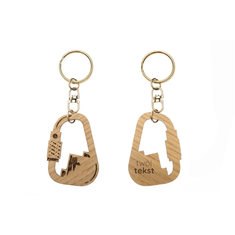 Carabiner Keychain - Solid Oak Wood - Custom Engraving - BP151