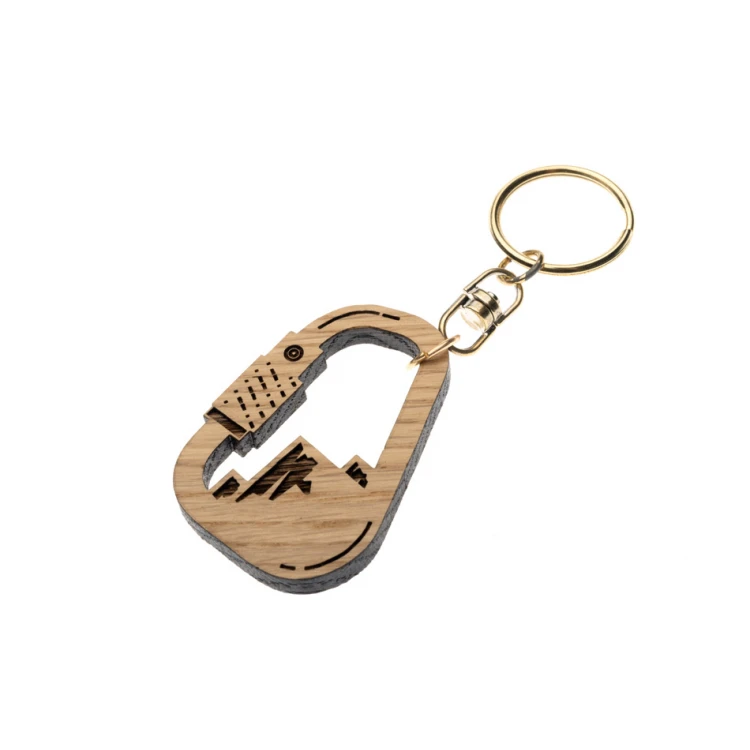 Carabiner Keychain - Solid Oak Wood - Custom Engraving - BP151