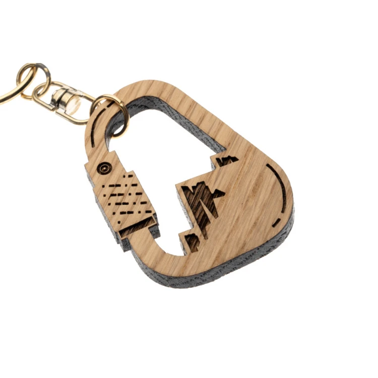Carabiner Keychain - Solid Oak Wood - Custom Engraving - BP151