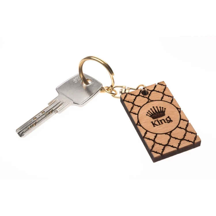 King and Queen Keychain - Light Cherry Wood - Custom Engraving - BP167