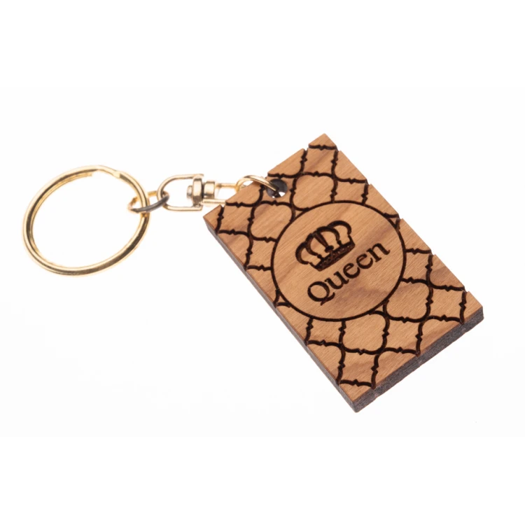 King and Queen Keychain - Light Cherry Wood - Custom Engraving - BP167