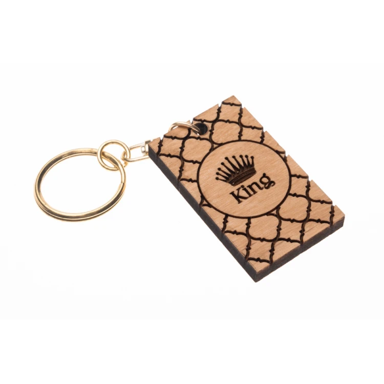 King and Queen Keychain - Light Cherry Wood - Custom Engraving - BP167