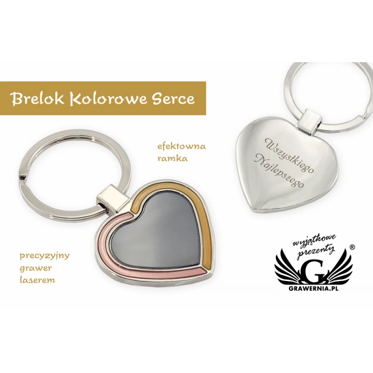 COLORED HEART KEYCHAIN - with your engraving - Valentine's Day BP50