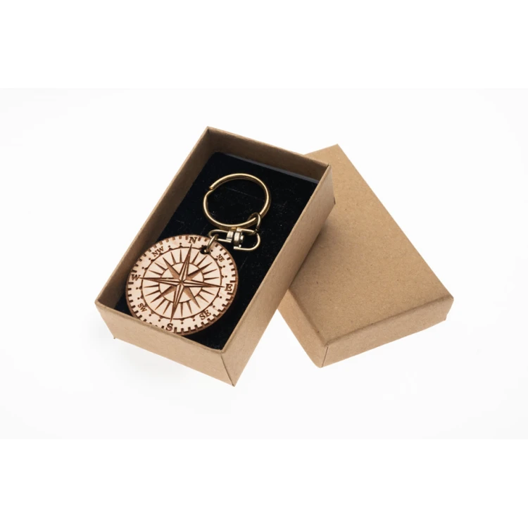 Compass Keychain - Light Maple Wood - Custom Engraving - BP160