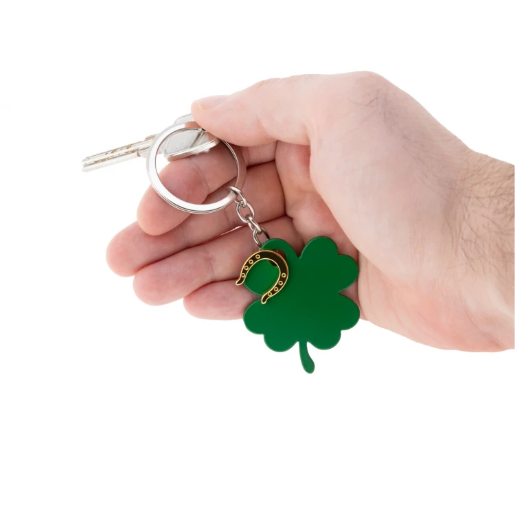 Clover with Horseshoe Keychain - Custom Engraving - BP176