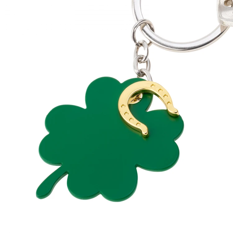 Clover with Horseshoe Keychain - Custom Engraving - BP176