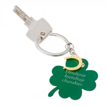 Clover with Horseshoe Keychain - Custom Engraving - BP176