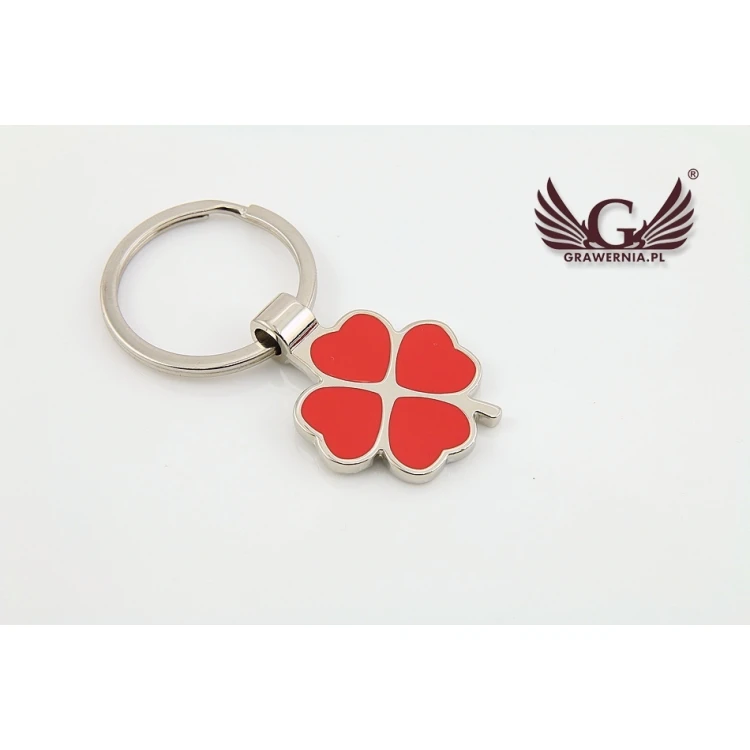 RED CLOVER KEYCHAIN with your engraving - BP9