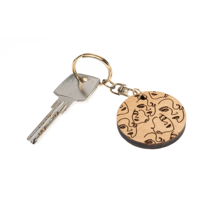 Keychain Lady - light alder wood - any engraving - BP161
