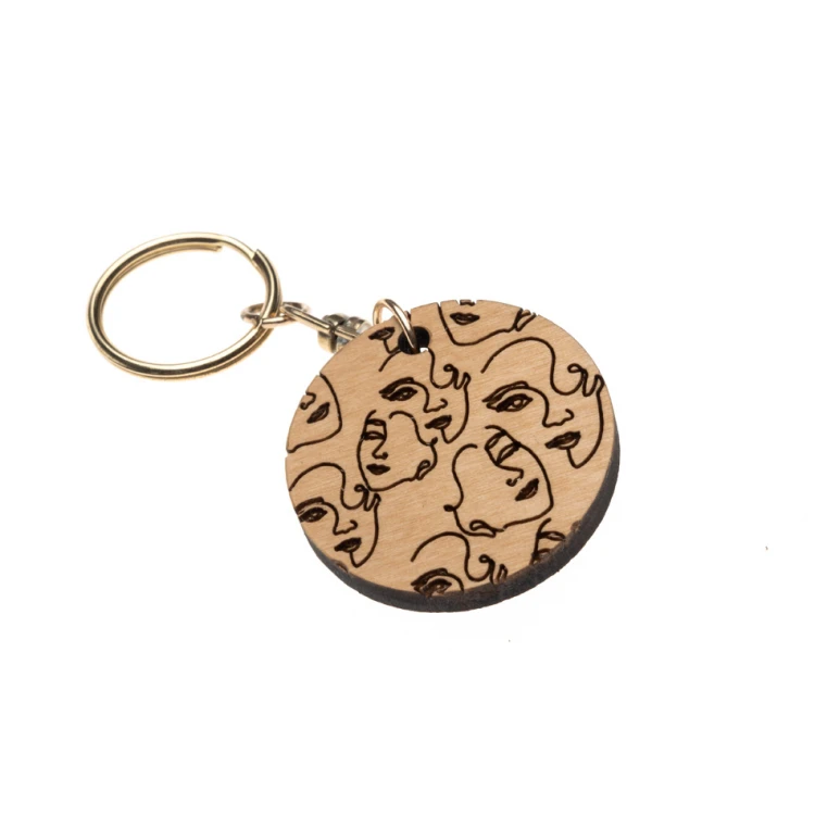 Keychain Lady - light alder wood - any engraving - BP161