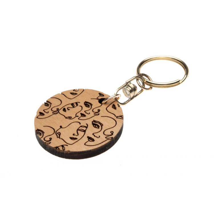 Keychain Lady - light alder wood - any engraving - BP161