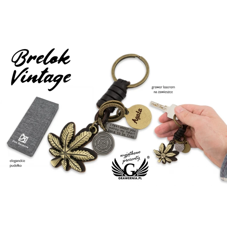 Vintage Leaf Keychain - with Your Engraving - BP109