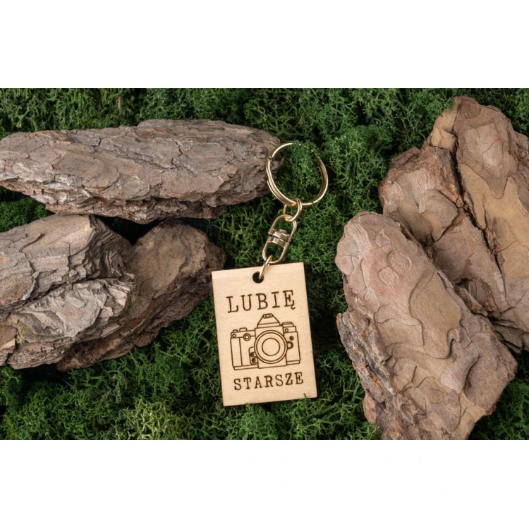 Keychain I Like Older - light maple wood - any engraving - BP163