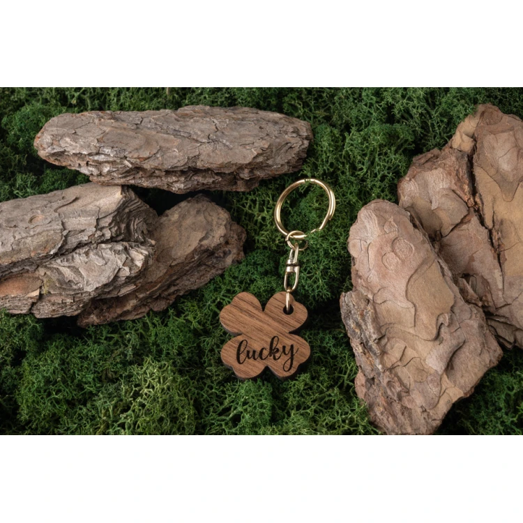 Lucky Keychain - Light Walnut Wood - Custom Engraving - BP164