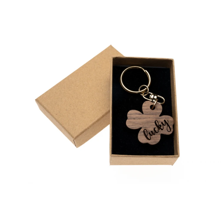 Lucky Keychain - Light Walnut Wood - Custom Engraving - BP164