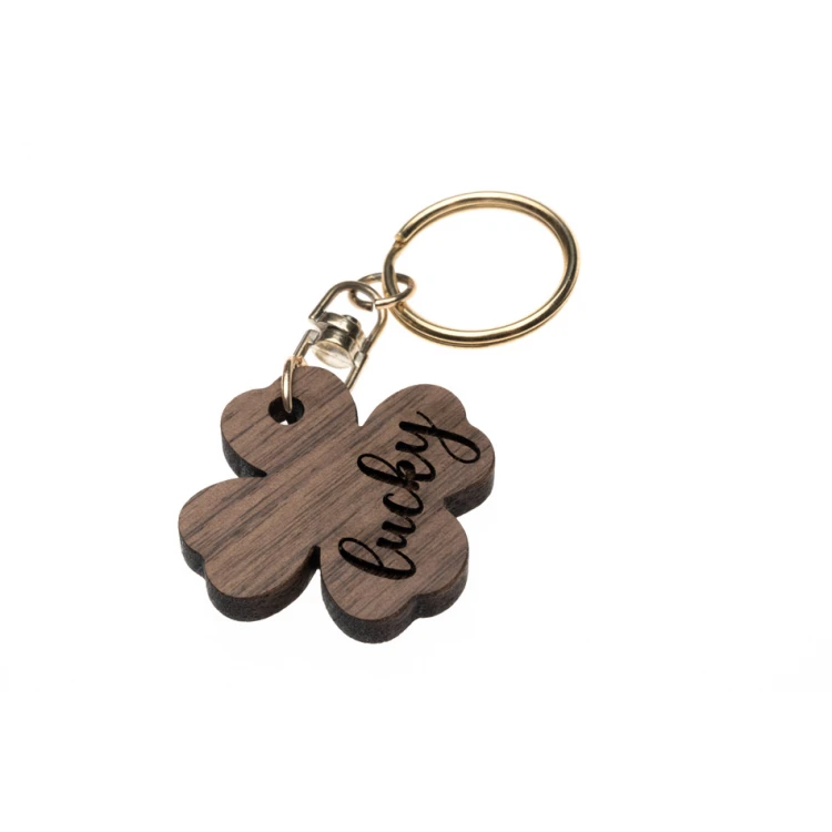 Lucky Keychain - Light Walnut Wood - Custom Engraving - BP164
