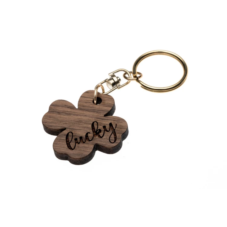 Lucky Keychain - Light Walnut Wood - Custom Engraving - BP164