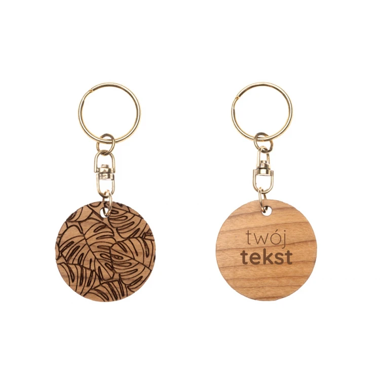 Monstera 2 Keychain - Light Cherry Wood - Custom Engraving - BP150