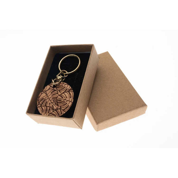 Monstera 2 Keychain - Light Cherry Wood - Custom Engraving - BP150