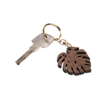 Monstera Keychain 1 - Light Walnut Wood - BP147