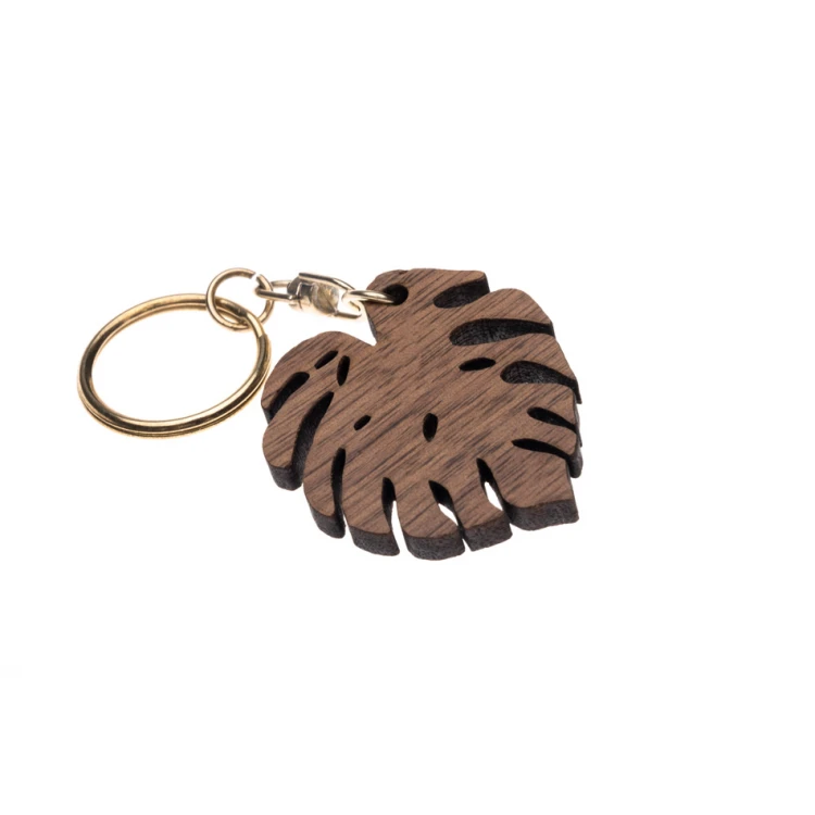 Monstera Keychain 1 - Light Walnut Wood - BP147