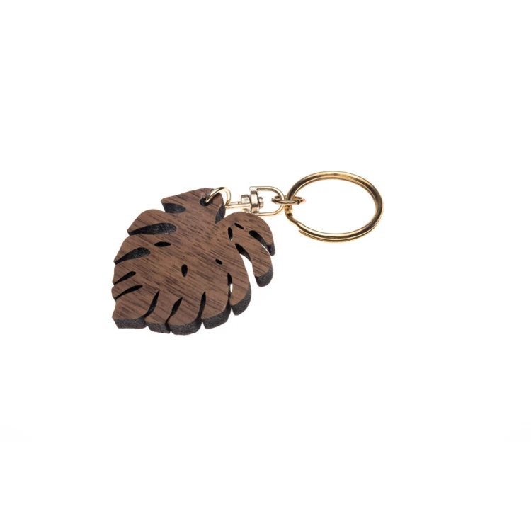 Monstera Keychain 1 - Light Walnut Wood - BP147