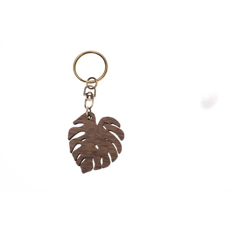 Monstera Keychain 1 - Light Walnut Wood - BP147