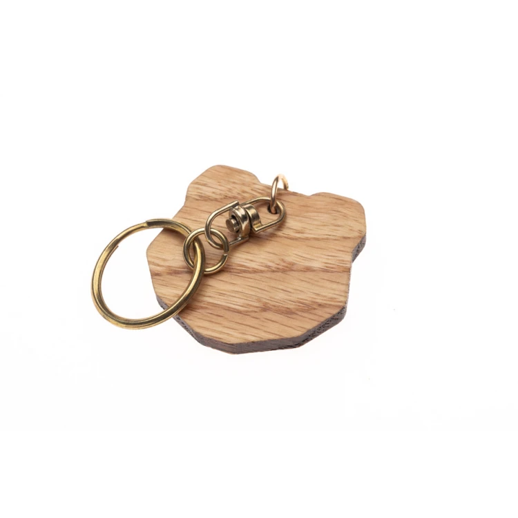 Bear Keychain - Solid Oak Wood - Custom Engraving - BP159