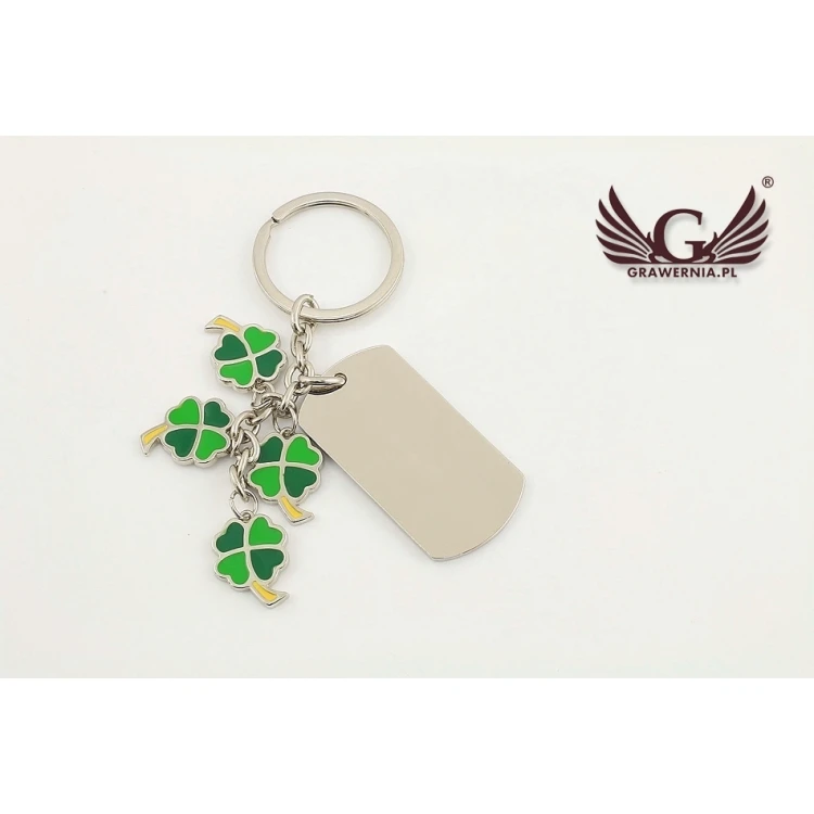 DOG TAG KEYCHAIN GREEN CLOVER - with your engraving - BP13
