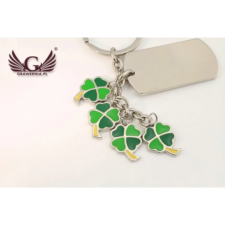DOG TAG KEYCHAIN GREEN CLOVER - with your engraving - BP13