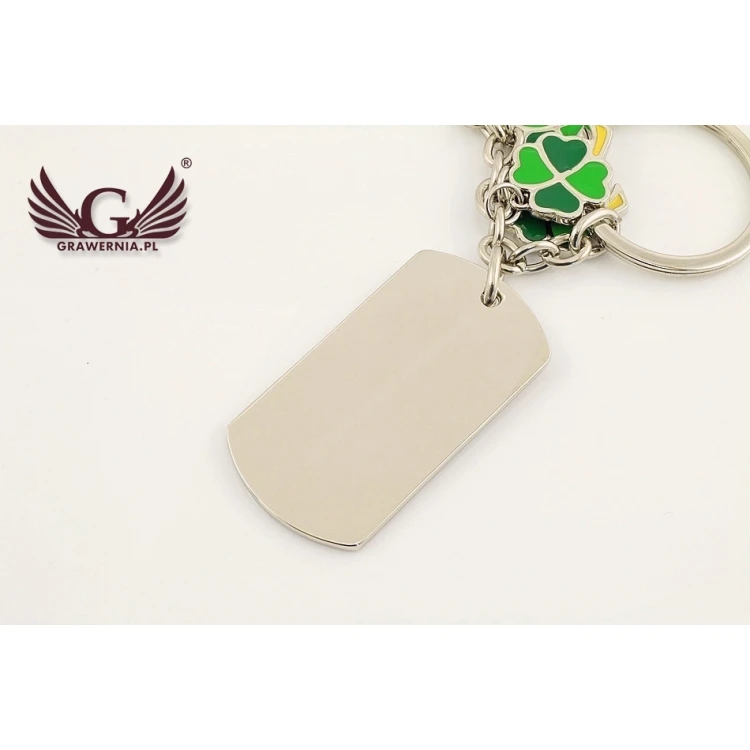 DOG TAG KEYCHAIN GREEN CLOVER - with your engraving - BP13